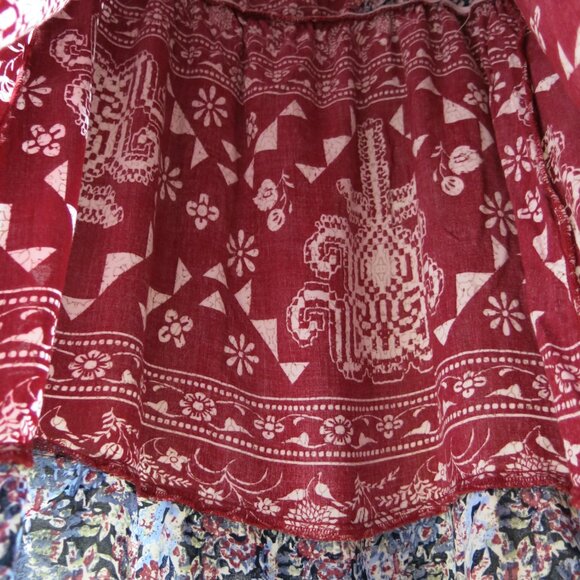 Flying Tomatoe Bell Sleeves Rayon Cotton Blend Red Blue Bohemian Dress Size L - Picture 7 of 9